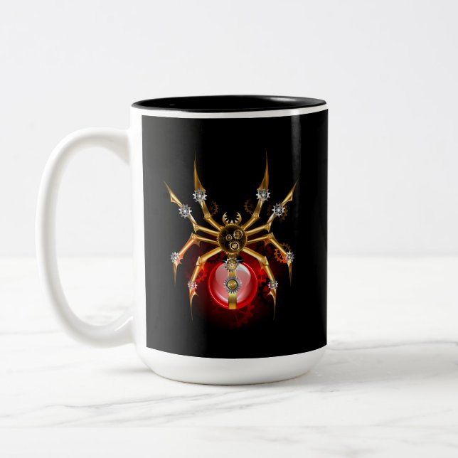 Tasse 2 Couleurs Steampunk spider on black (Gauche)