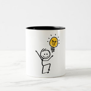 Tasse 2 Couleurs Stickman. Lamp idée, brillant, brainstorm session