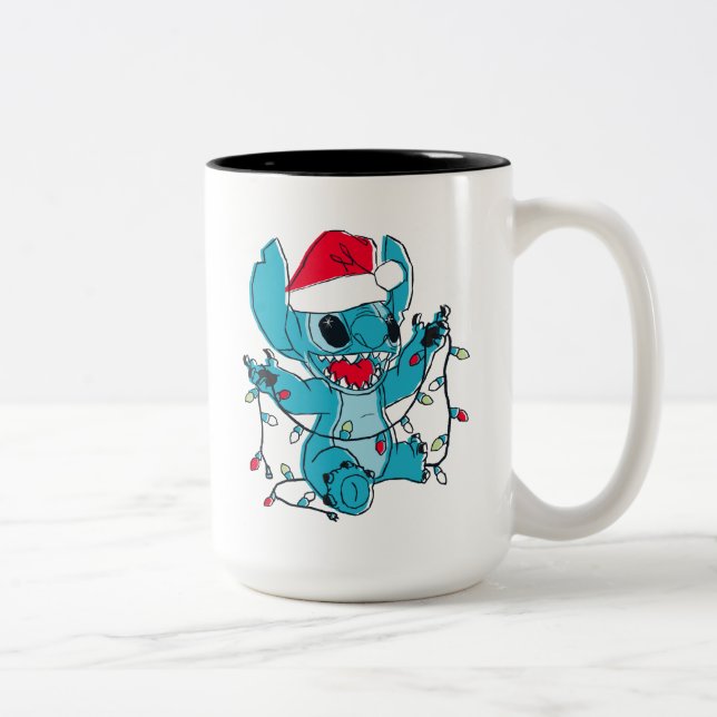 Tasse 2 Couleurs Stitch | Lumières de Noël (Droit)