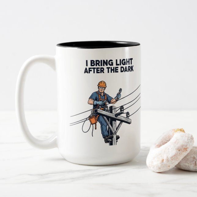 Tasse 2 Couleurs Storm Restoration Lineman Gift (Avec donut)