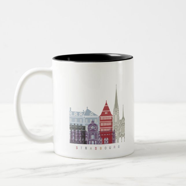 Tasse 2 Couleurs Strasbourg skyline poster (Gauche)