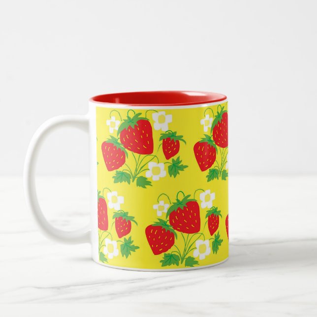 Tasse 2 Couleurs Strawberry and Flower Yellow Pattern (Gauche)