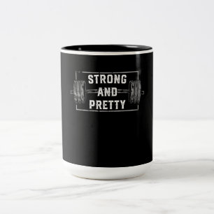 Tasse 2 Couleurs Strong and Pretty Funny Gym Quotes Tank Top