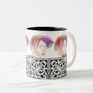 Tasse 2 Couleurs Style Spiky : Homme à la mode avec cheveux branché