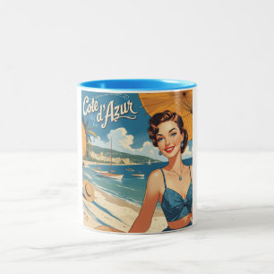Tasse 2 Couleurs Style vintage Côte d'Azur Beach Girl