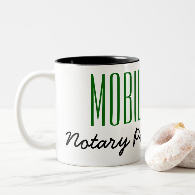 Tasse 2 Couleurs Stylo Publique Notaire Mobile Personnalisable (Avec donut)