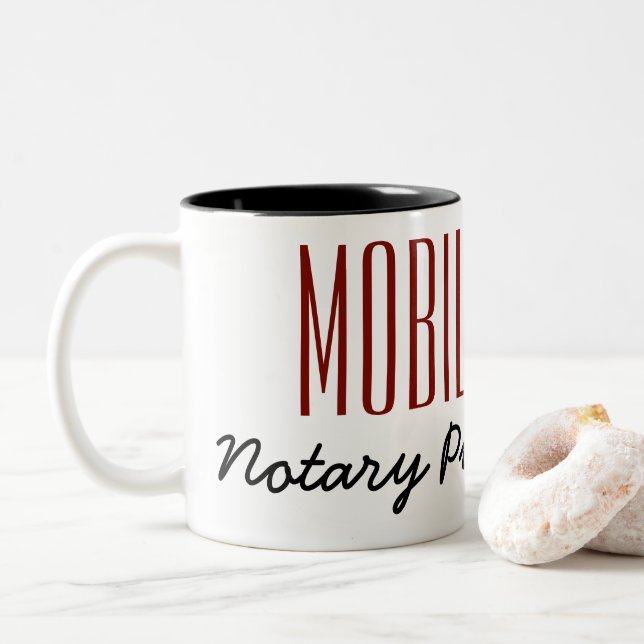 Tasse 2 Couleurs Stylo Publique Notaire Mobile Personnalisable (Avec donut)