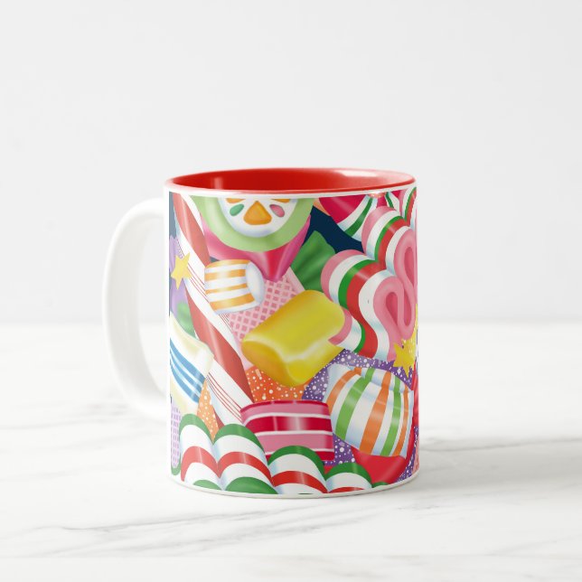 Tasse 2 Couleurs Sucrerie démodée de Noël (Devant gauche)