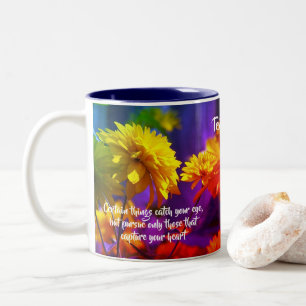 Tasse 2 Couleurs Suivez Votre Citation Inspirationnelle De Fleurs D