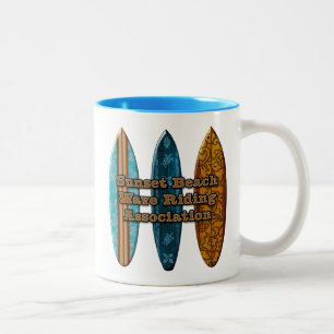 Tasse 2 Couleurs Sunset Beach Hawaiian Surfboards Wave Riders