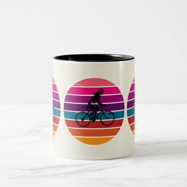 Tasse 2 Couleurs Sunset Silhouette Bike Rike Art (Centre)