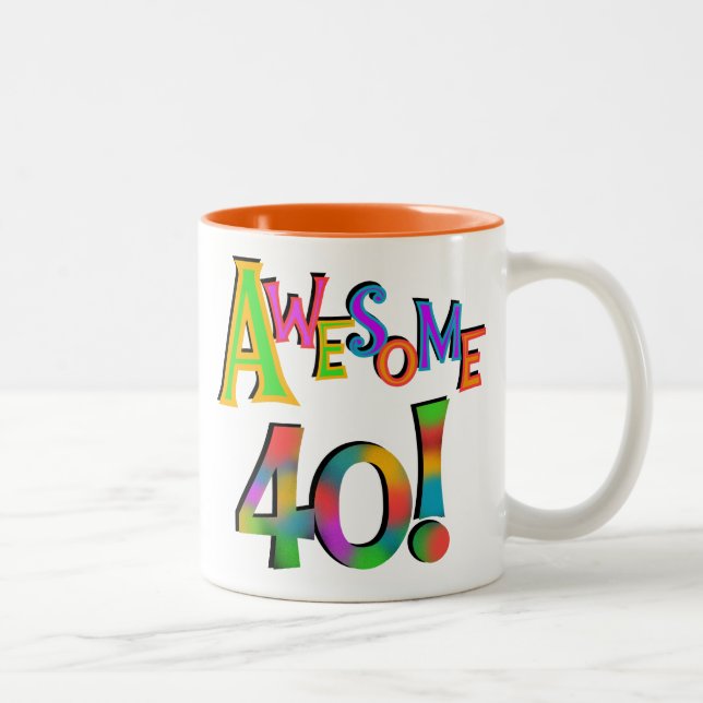 Tasse 2 Couleurs Super 40 T-shirts et cadeaux d'anniversaire (Droit)