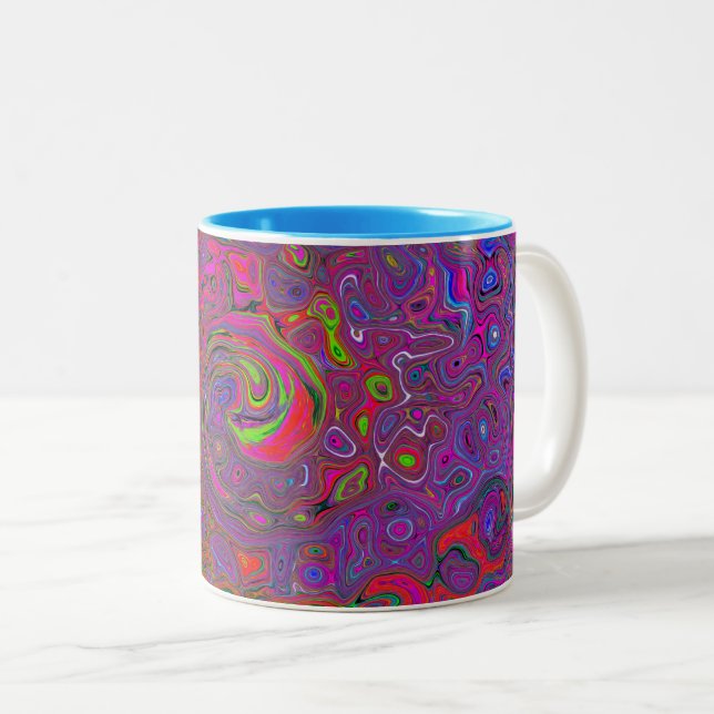 Tasse 2 Couleurs Super psychédélique Magenta Retro Liquide Swirl (Devant droit)