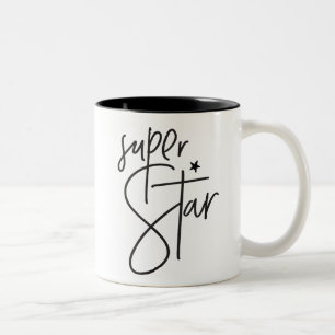 Tasse 2 Couleurs SUPER STAR récompense moderne chic main lettré noi