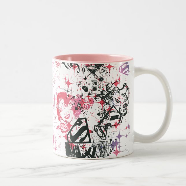 Tasse 2 Couleurs Supergirl Collage Motif (Droit)