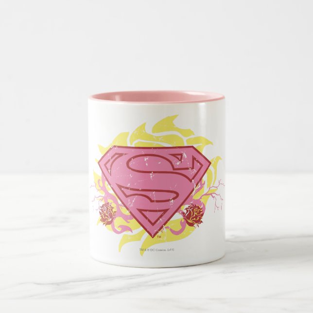 Tasse 2 Couleurs Supergirl Fleurs roses (Centre)