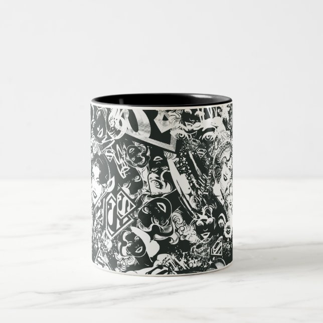 Tasse 2 Couleurs Supergirl noir et blanc collage (Centre)