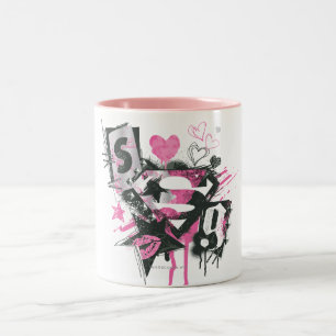 Tasse 2 Couleurs Supergirl Spills and Scribbles Collage