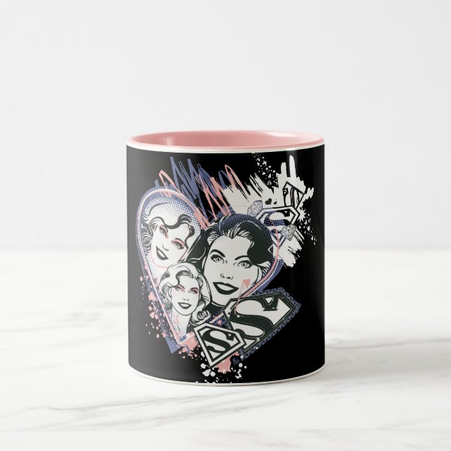 Tasse 2 Couleurs Supergirl Visage Collage (Centre)