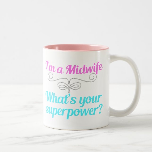 Tasse 2 Couleurs Superhero mignonne sage-femme (Droit)