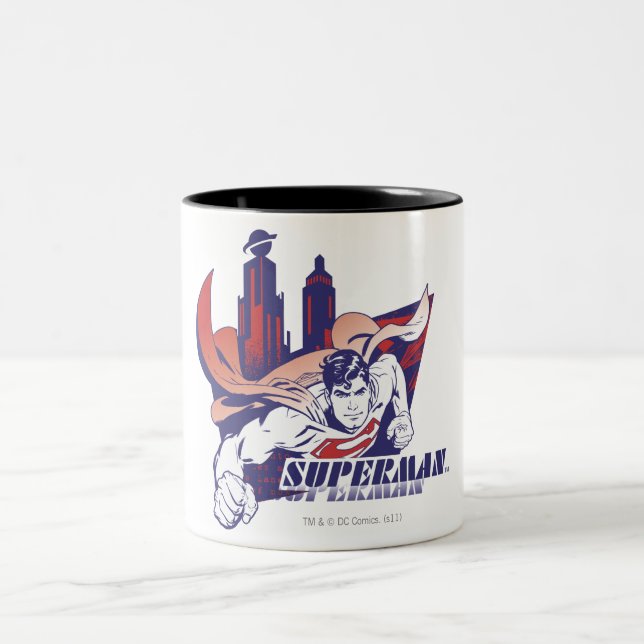 Tasse 2 Couleurs Superman Ville et nom (Centre)