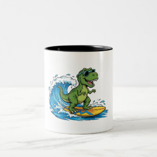 Tasse 2 Couleurs surfasaurus un dinosaure de surf