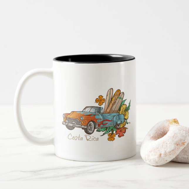 Tasse 2 Couleurs Surfeur du Costa Rica  (Avec donut)