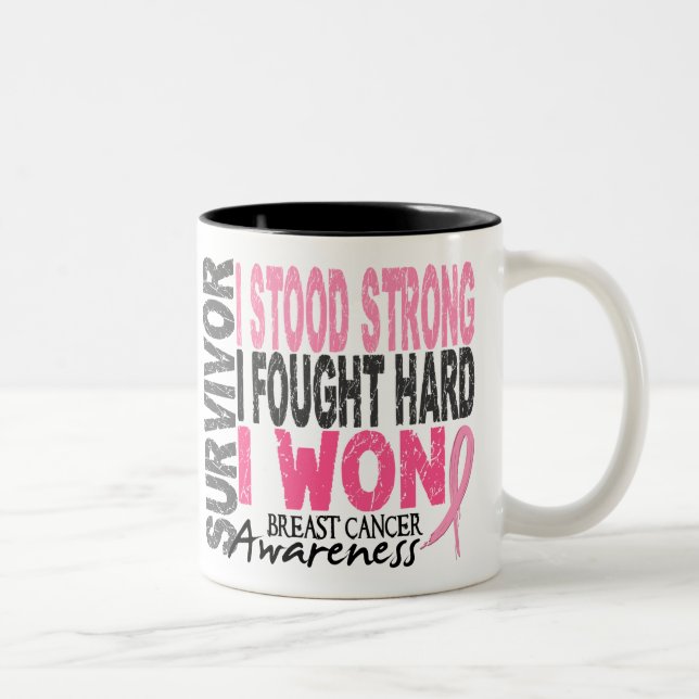 Tasse 2 Couleurs Survivant 4 de cancer du sein (Droit)