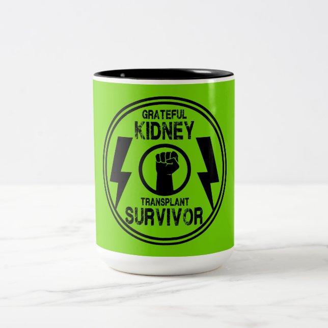 Tasse 2 Couleurs Survivant de la transplantation rénale (Centre)
