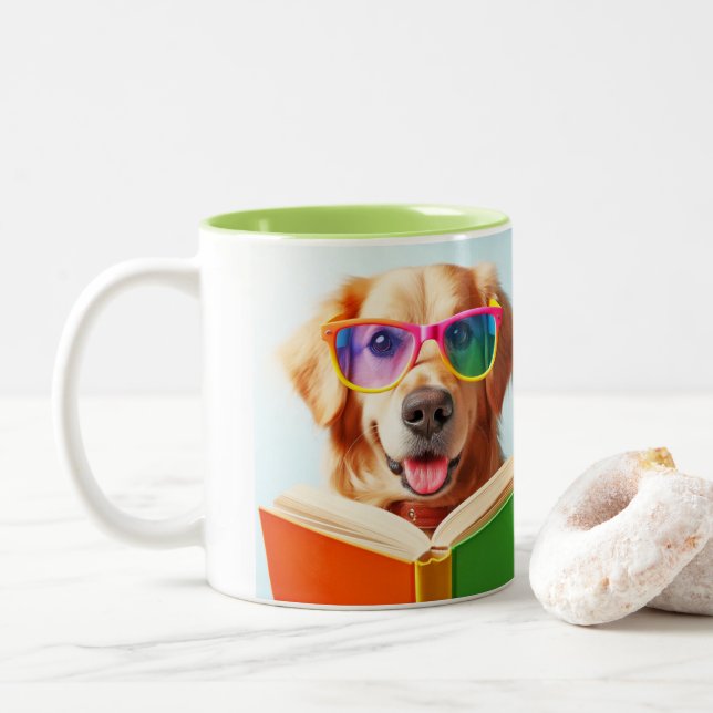 Tasse 2 Couleurs Sweet Dog Lire un livre (Avec donut)