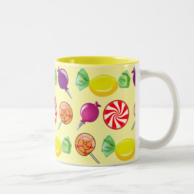 Tasse 2 Couleurs Sweet Mix Motif de bonbons Jaune (Droit)
