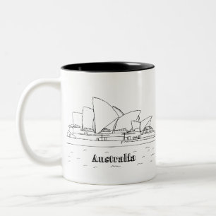 Tasse 2 Couleurs Sydney Australie Art Vacances Dessin Vacances Art