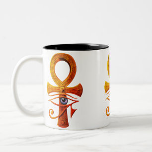Tasse 2 Couleurs Symbole antique égyptien Ankh Eye of Horus Protége