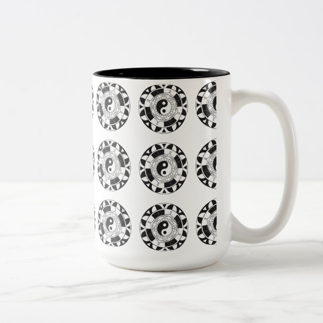 Tasse 2 Couleurs Symbole asiatique en mosaïque Yin et Yang (Droit)