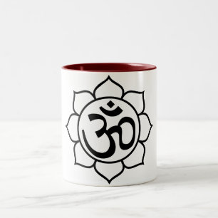 Tasse 2 Couleurs Symbole d'Aum de fleur de Lotus