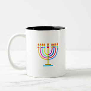 Tasse 2 Couleurs Symbole de Hanoukka Menorah Lights Holiday