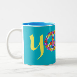 Tasse 2 Couleurs SYMBOLE DE LA PAIX Yoga Floral
