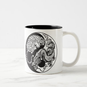 Tasse 2 Couleurs symbole de yang de yin de dragon et de tigre