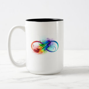 Tasse 2 Couleurs Symbole d'infini avec plume arc-en-ciel
