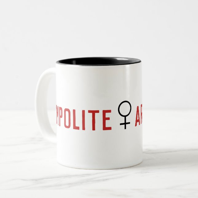 Tasse 2 Couleurs Symbole féminin d'une femme d'arrogance impoli (Devant gauche)