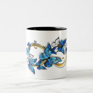 Tasse 2 Couleurs Symbole infini de papillons Morpho bleus