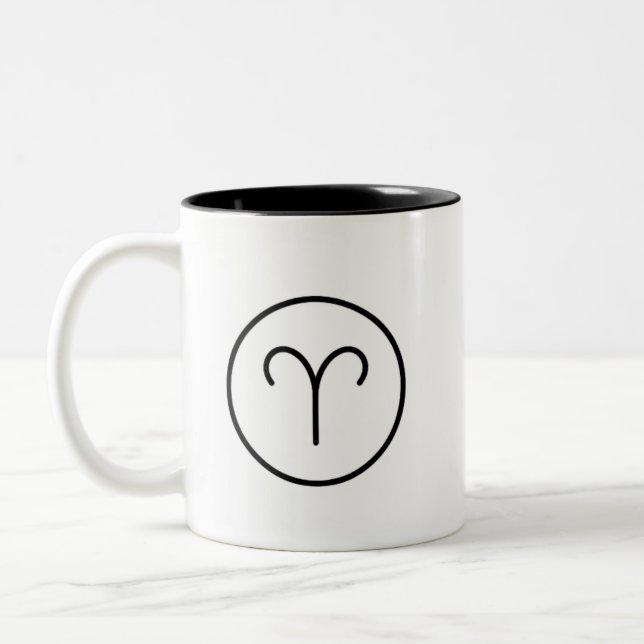 Tasse 2 Couleurs SYMBOLE Zodiaque Aries Ram Horoscope (Gauche)