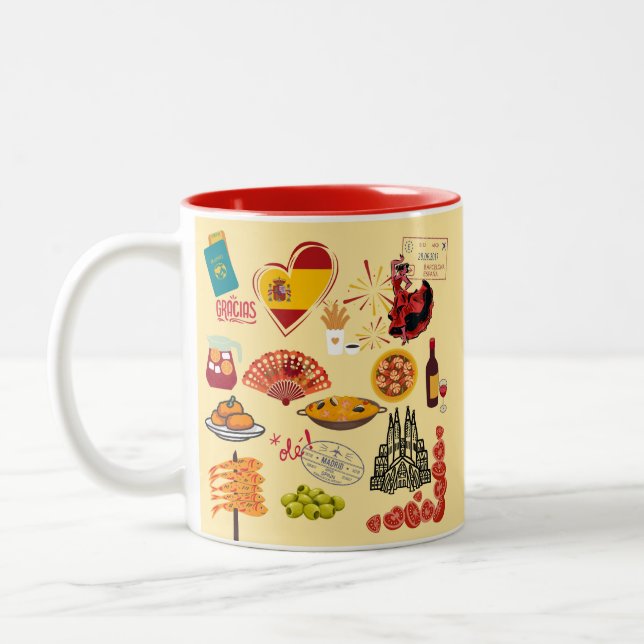 Tasse 2 Couleurs Symboles espagnols Amateurs de voyage (Gauche)