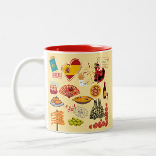 Tasse 2 Couleurs Symboles espagnols pour amateurs de voyages