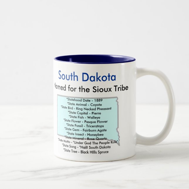 Tasse 2 Couleurs Symboles et carte du Dakota du Sud (Droit)