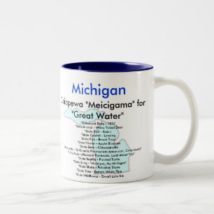 Tasse 2 Couleurs Symboles et carte du Michigan