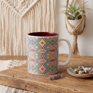 Tasse 2 Couleurs Symétrie douce en diamant et ovale