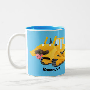 Tasse 2 Couleurs Sympa joli caractère de dessin animé au bulldozer 
