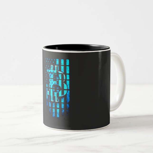 Tasse 2 Couleurs T-shirt Bitcoin bleu (Devant droit)