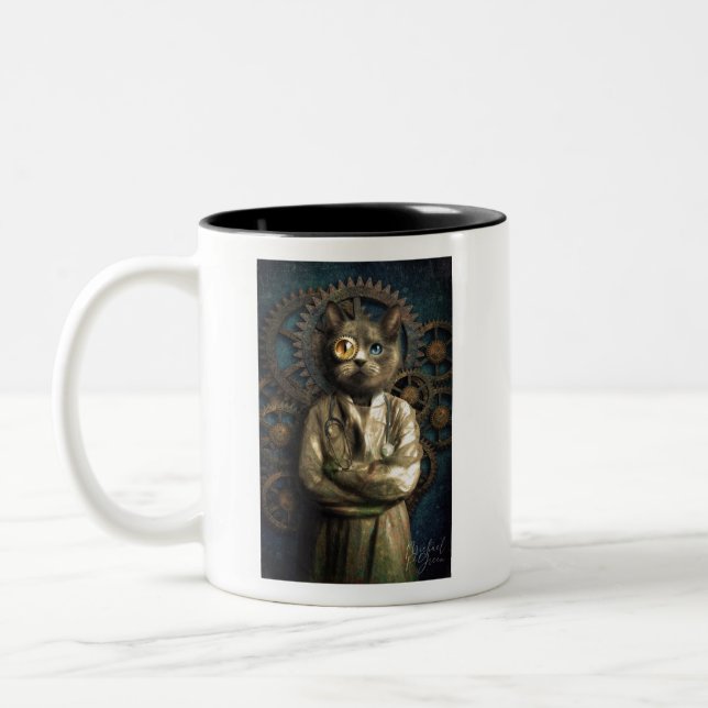 Tasse 2 Couleurs T-shirt Lab Cat Steampunk (Gauche)